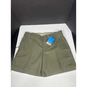 Columbia Chino Shorts Mens 38 Olive Green Flat Front 8" Modern Classic NEW
